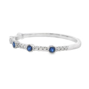 Bids.com Sapphire Diamond stackable band set 14KT White Gold Rings