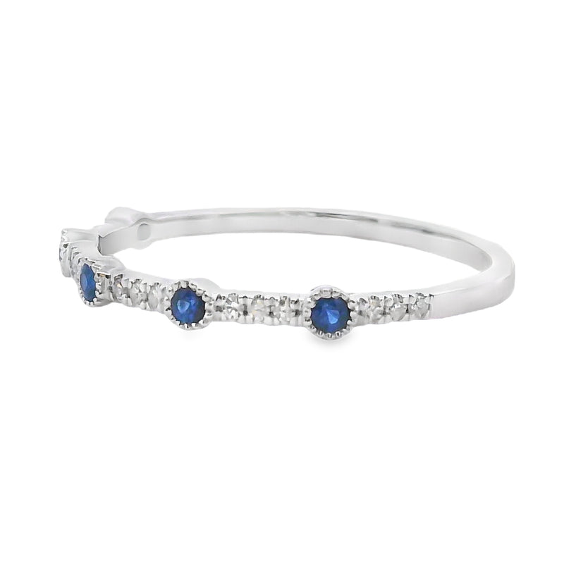Bids.com Sapphire Diamond stackable band set 14KT White Gold Rings