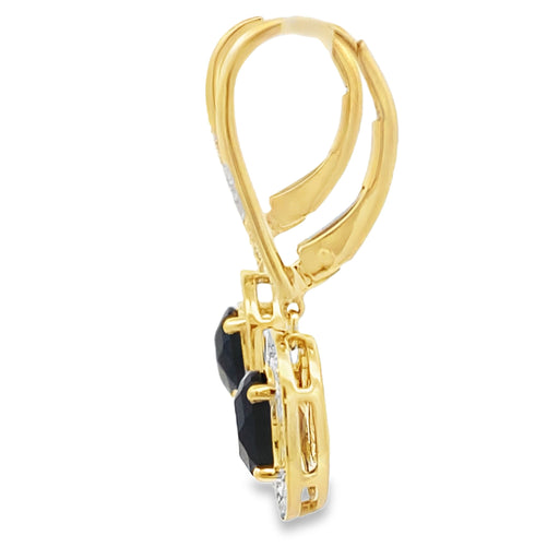 Bids.com 1.05ct Onyx Diamond Dangle Earrings 10KT Yellow Gold Earrings