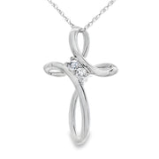 Bids.com .04ct Diamond Cross Religious Pendant 14KT White Gold Pendants