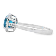 Bids.com 1.35ct London Blue Topaz Diamond Ring 10KT White Gold Rings
