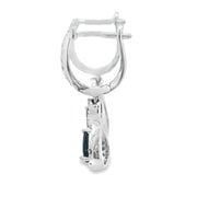 Bids.com .80ct Sapphire Diamond Dangle Earrings 10KT White Gold Earrings