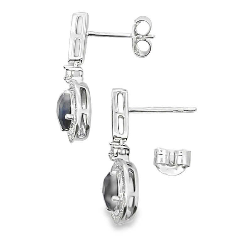 Bids.com 1.06ct Onyx Diamond Dangle Earrings 10KT White Gold Earrings