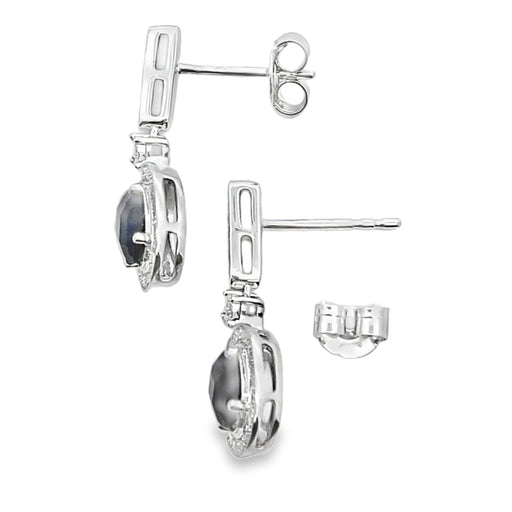 Bids.com 1.06ct Onyx Diamond Dangle Earrings 10KT White Gold Earrings
