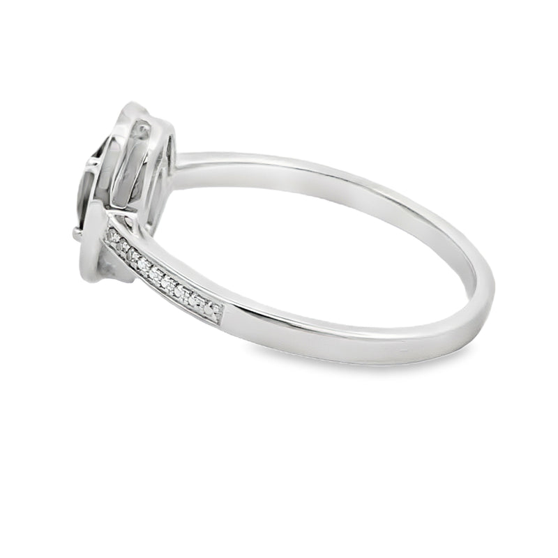 Bids.com .42ct Quartz Diamond Ring 10KT White Gold Rings