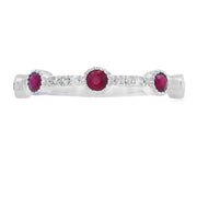 Bids.com .46ct Ruby Diamond stackable band set 14KT White Gold Rings
