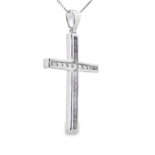Bids.com .22ct Diamond Cross Religious Pendant 14KT White Gold Pendants