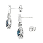 Bids.com London Blue Topaz Dangle Earrings 10KT White Gold Earrings