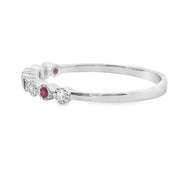 Bids.com .14ct Ruby Diamond stackable band set 14KT White Gold Rings