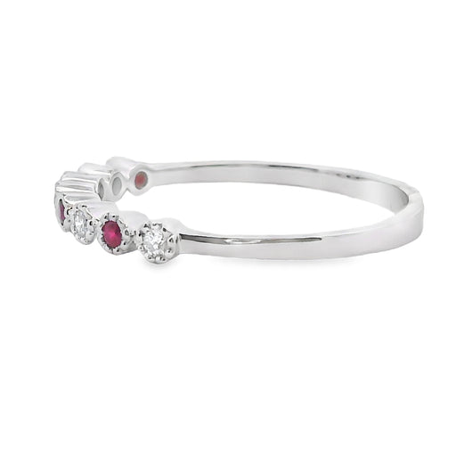 Bids.com .14ct Ruby Diamond stackable band set 14KT White Gold Rings