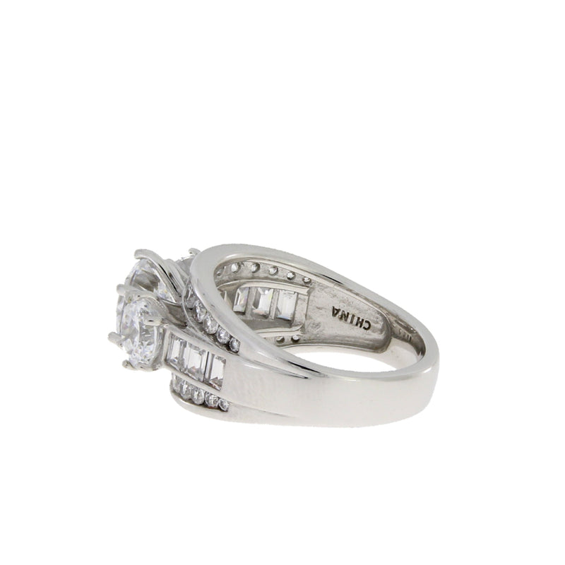 Bids.com Cubic Zirconium CZ SS Bridal Sterling Silver Rings
