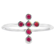 Bids.com .12ct Ruby Cross Ring 14KT White Gold Rings