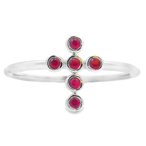 Bids.com .12ct Ruby Cross Ring 14KT White Gold Rings