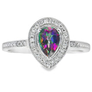 Bids.com .50ct Mystic Fire Topaz Diamond Ring 10KT White Gold Rings