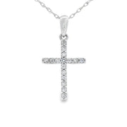 Bids.com .10ct Diamond Cross Religious Pendant 14KT White Gold Pendants