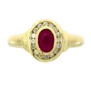 Bids.com .70ct Ruby Diamond Ring 10KT Yellow Gold Rings
