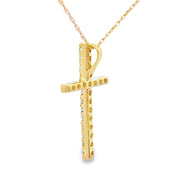 Bids.com .33ct Diamond Cross Religious Pendant 14KT Yellow Gold Pendants