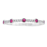Bids.com .16ct Ruby Diamond stackable band set 14KT White Gold Rings