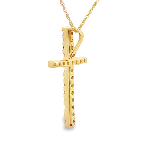Bids.com .24ct Diamond Cross Religious Pendant 14KT Yellow Gold Pendants