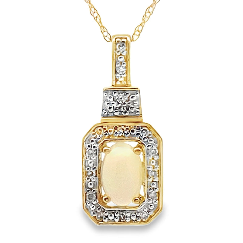 Bids.com .06ct Opal Diamond Fashion Pendants 10KT Yellow Gold Pendants