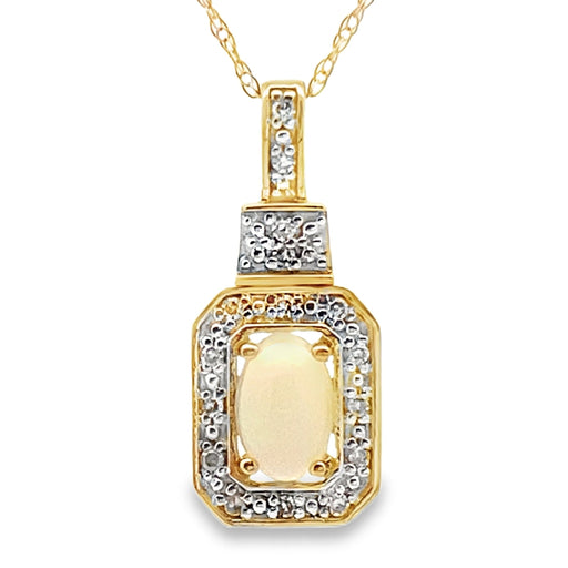 Bids.com .06ct Opal Diamond Fashion Pendants 10KT Yellow Gold Pendants