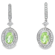 Bids.com 1.23ct Peridot Diamond Dangle Earrings 10KT White Gold Earrings