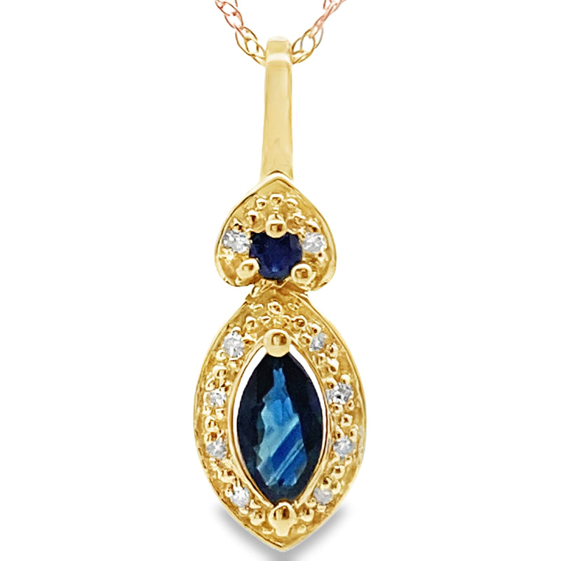 Bids.com Sapphire Diamond Fashion Pendants 10KT Yellow Gold Pendants