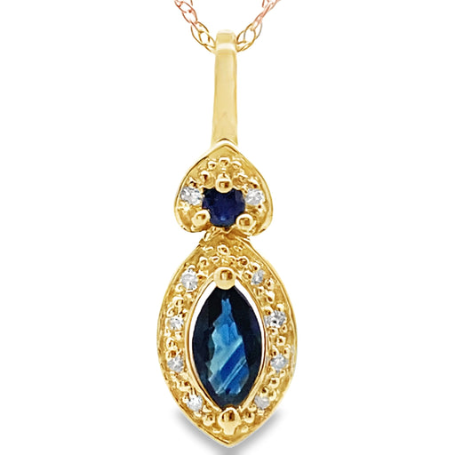 Bids.com Sapphire Diamond Fashion Pendants 10KT Yellow Gold Pendants