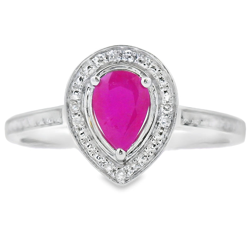 Bids.com .54ct Ruby Diamond Ring 10KT White Gold Rings