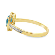 Bids.com .54ct Blue Topaz Diamond Ring 10KT Yellow Gold Rings