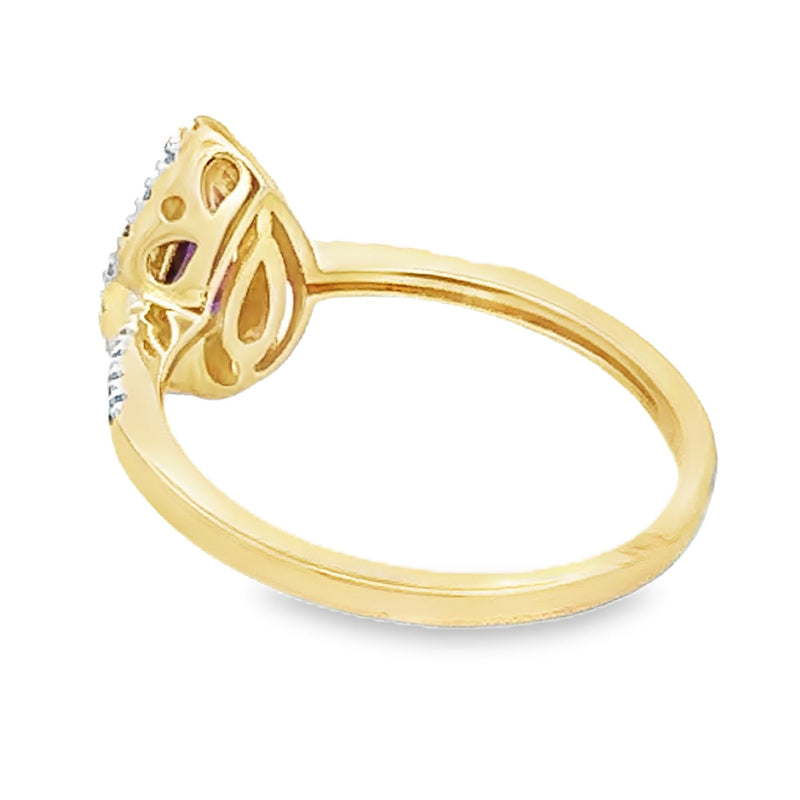 Bids.com .98ct Amethyst Diamond Ring 14KT Yellow Gold Rings