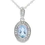 Bids.com Aquamarine Diamond Fashion Pendants 10KT White Gold Pendants