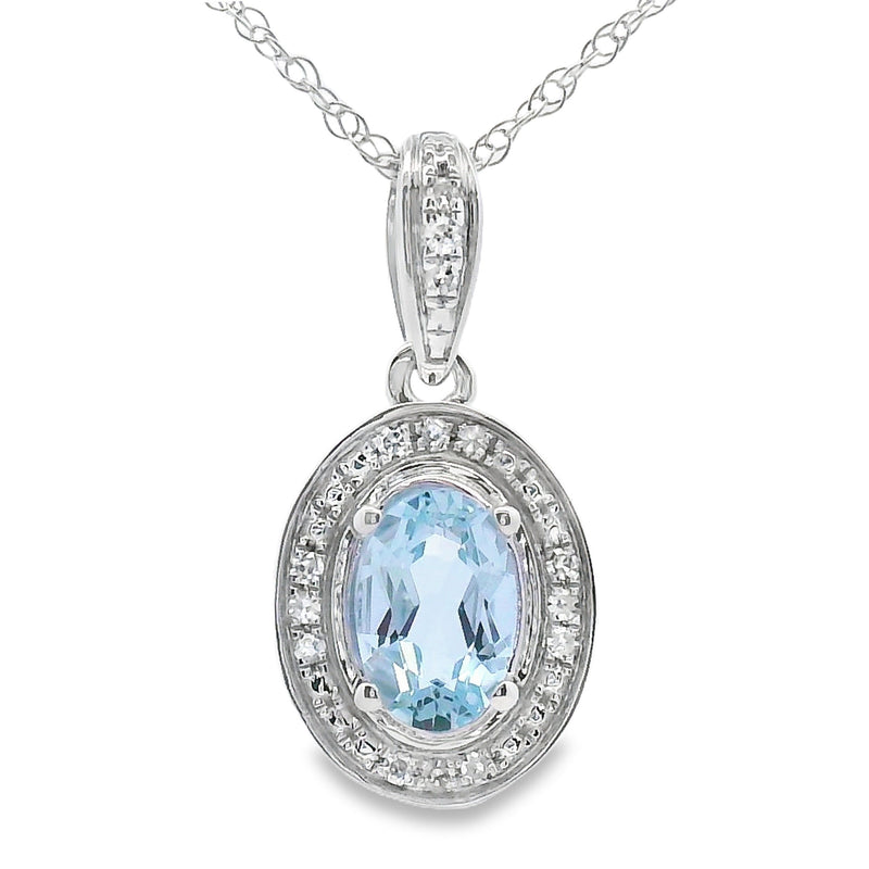 Bids.com Aquamarine Diamond Fashion Pendants 10KT White Gold Pendants