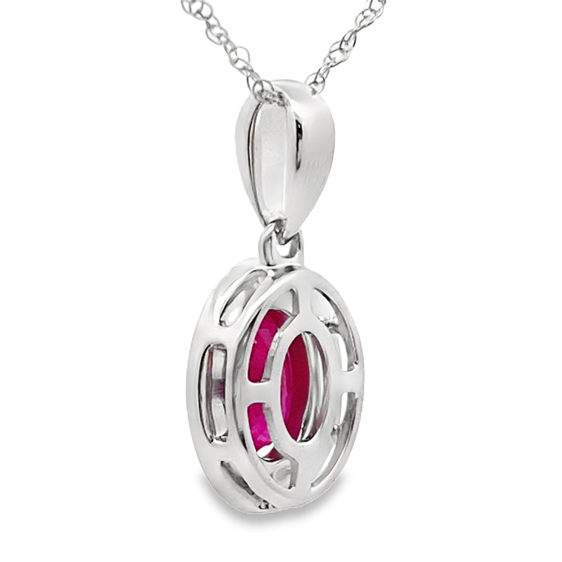 Bids.com .70ct Ruby Diamond Fashion Pendants 10KT White Gold Pendants