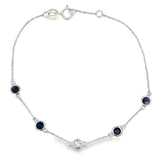 Bids.com .67ct Sapphire Diamond Bracelet 14KT White Gold Bracelets