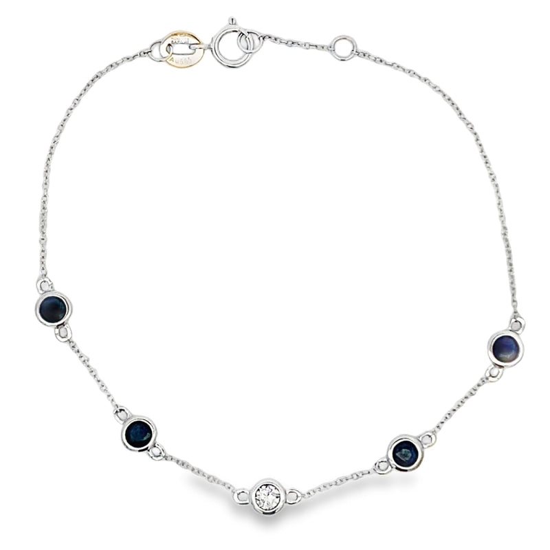 Bids.com .67ct Sapphire Diamond Bracelet 14KT White Gold Bracelets