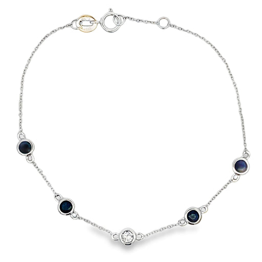 Bids.com .67ct Sapphire Diamond Bracelet 14KT White Gold Bracelets