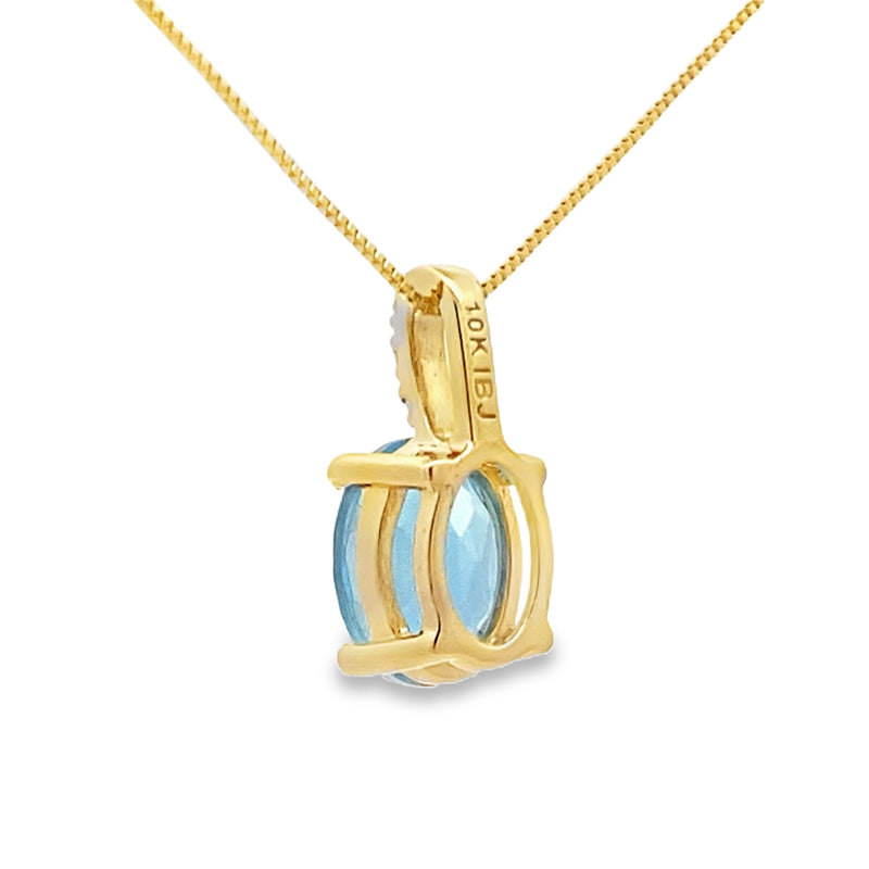 Bids.com Blue Topaz Diamond Fashion Pendants 10KT Yellow Gold Pendants