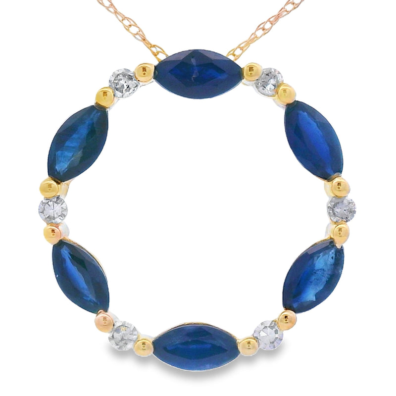 Bids.com .99ct Sapphire Circle of Love Pendant 10KT Yellow Gold Pendants