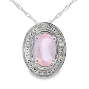 Bids.com Rose Quartz Diamond Fashion Pendants 10KT White Gold Pendants