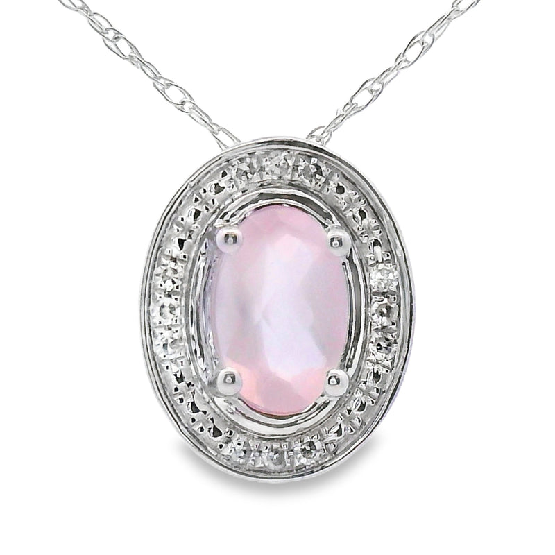 Bids.com Rose Quartz Diamond Fashion Pendants 10KT White Gold Pendants