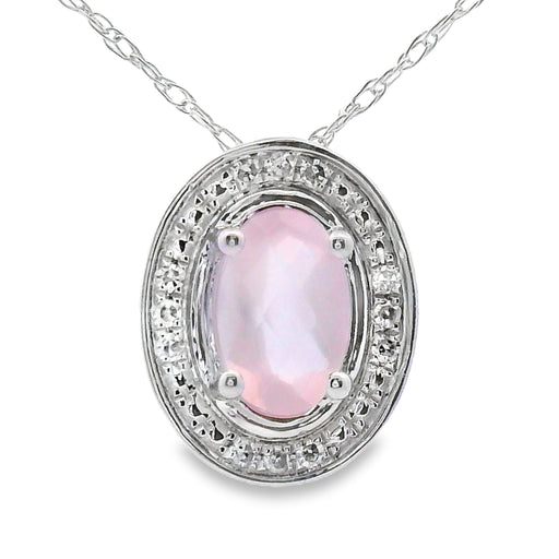 Bids.com Rose Quartz Diamond Fashion Pendants 10KT White Gold Pendants