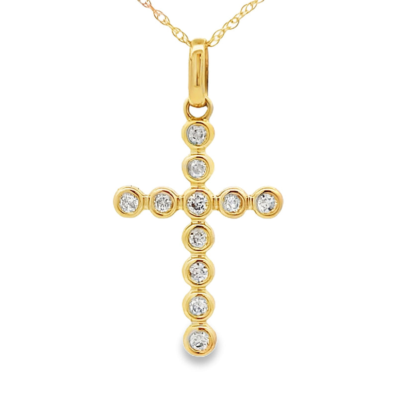 Bids.com .20ct Diamond Cross Religious Pendant 14KT Yellow Gold Pendants