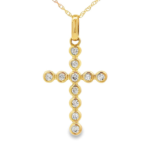 Bids.com .20ct Diamond Cross Religious Pendant 14KT Yellow Gold Pendants