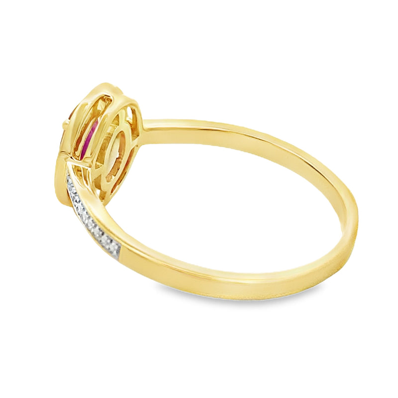 Bids.com .67ct Ruby Diamond Ring 10KT Yellow Gold Rings