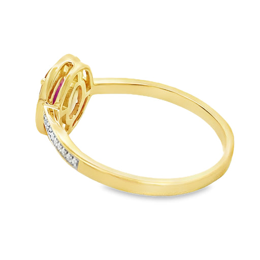 Bids.com .67ct Ruby Diamond Ring 10KT Yellow Gold Rings
