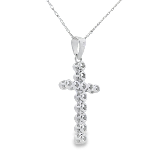 Bids.com .12ct Diamond Cross Religious Pendant 14KT White Gold Pendants