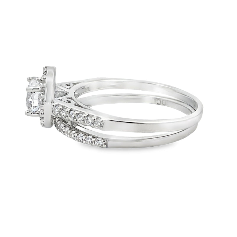 Bids.com Cubic Zirconia CZ SS Bridal Sterling Silver Rings
