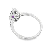 Bids.com .98ct Amethyst Diamond Ring 14KT White Gold Rings