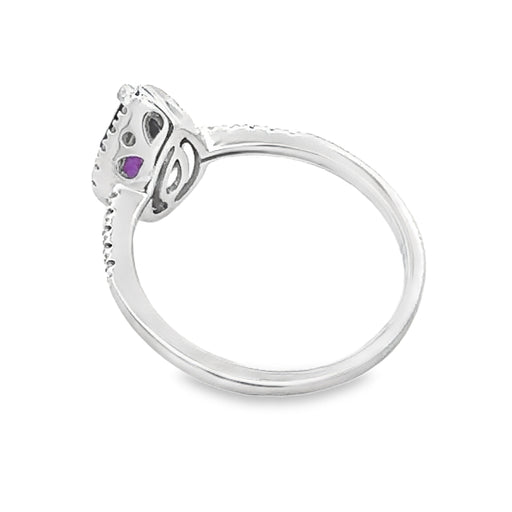 Bids.com .98ct Amethyst Diamond Ring 14KT White Gold Rings